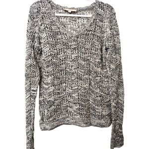 LOFT Black & White Waffle Knit Sweater, Small